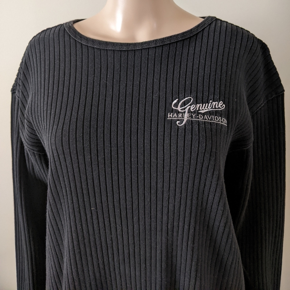 Vintage Harley Davidson Edmonton rib knit black crewneck sweater, size XL
